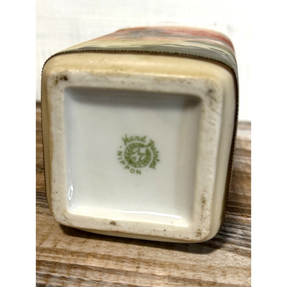 Antique Hand Painted Nippon Noritake M-in-Wreath Vase 6” Landscape Scene Japan - Picture 9 of 10